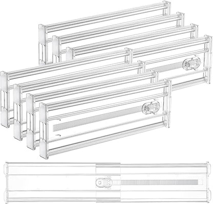 Vtopmart 8 Pack 4" Regular Upgrade Drawer Dividers for Clothes, 12.8"-22.3" Expandable Dresser Drawer Organizer, Clear Plastic Separators for Dresser, Baby Clothing, Underwear, Cosmetic, Toiletries