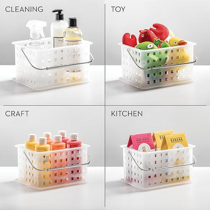 iDesign Small Shower Caddy with Handle, Portable Shower Organizer for Dorm or Bathroom, Clear Frost