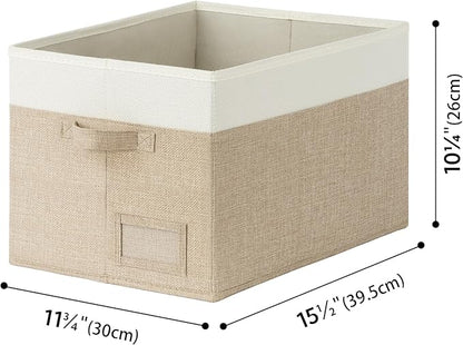 GRANNY SAYS Closet Storage Bins, Large Fabric Storage Bins, Collapsible Clothing Storage and Organization, Decorative Storage Bins, Khaki&Ivory, Large, 3-Pack