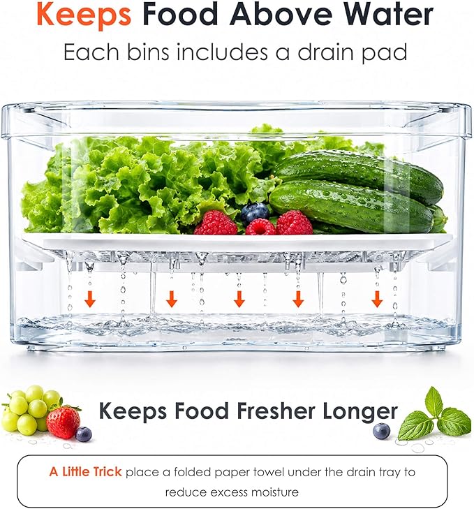 SMRCAD Fridge Organizers and Storage, 10 Pack Clear Organizer Bins with Lids for Kitchen, Pantry, Refrigerator, Food, Fruit, Vegetable Storage