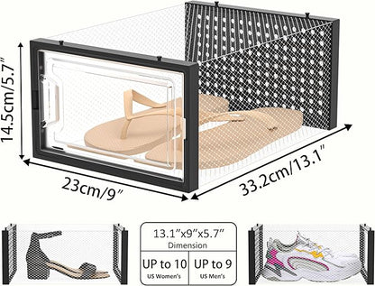 HOMIDEC Shoe Storage, 12 Pack Shoe Organizer for Closet, Shoe Boxes Clear Plastic Stackable Shoe Containers with Lids for Size 10