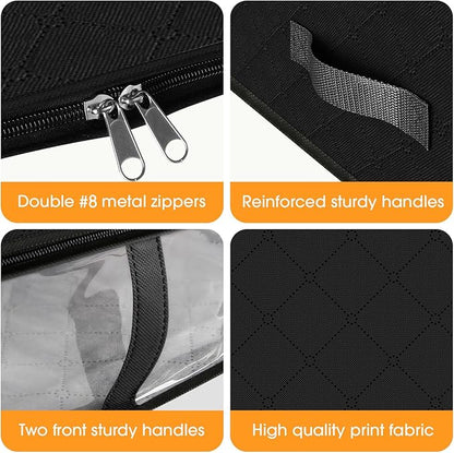 StorageRight Under Bed Storage Bags 6 Pack, 40L Large Clothes & Comforter Storage Containers with Clear Window, Breathable Fabric Organizer for Blankets, Bedding, Seasonal Clothing, Black