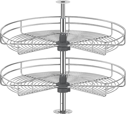 JOWBOOW 28" Corner Cabinet Lazy Susan Turntable, 270° Adjustable Height Chrome Replacement Shelves for Kitchen Corner Cabinet