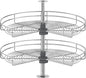 JOWBOOW 24" Kidney Corner Cabinet Lazy Susan for Kitchen, Adjustable Height Replacement Shelves for Corner Cabinet, Chrome Silver (Cannot be Door-Mounted)