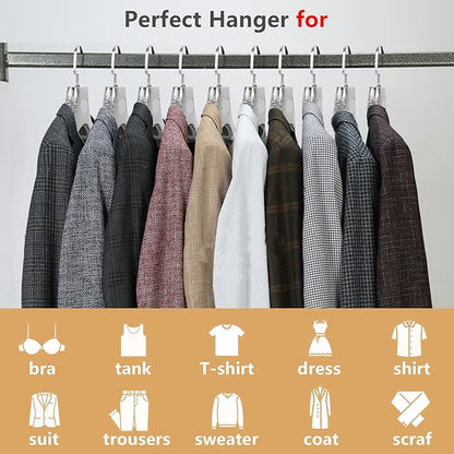 DEDU Suit Hangers for Men 15 Pack, Silver Gray Coat Hangers Extra Wide Non Slip Width 17.7", Thick Plastic with Pants Bar & Metal Hook