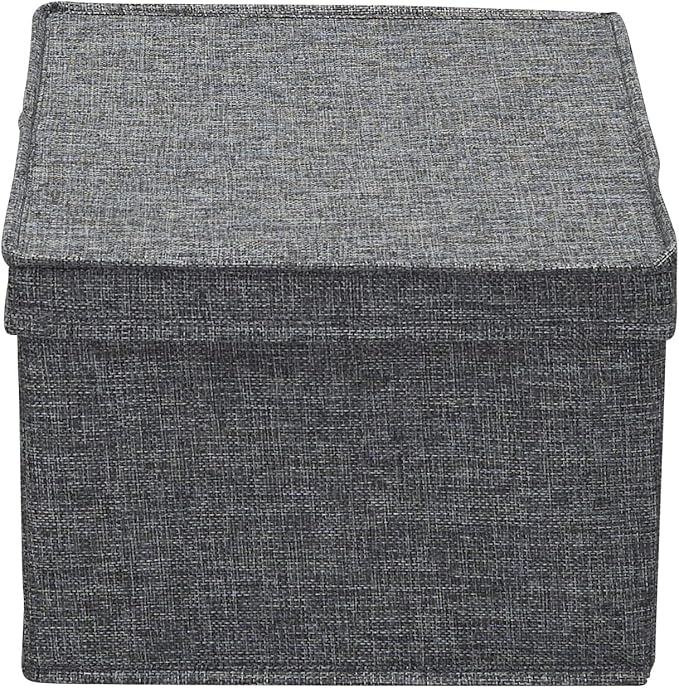 Household Essentials Large Fabric Storage Bins with Lids, Graphite, Set of 2