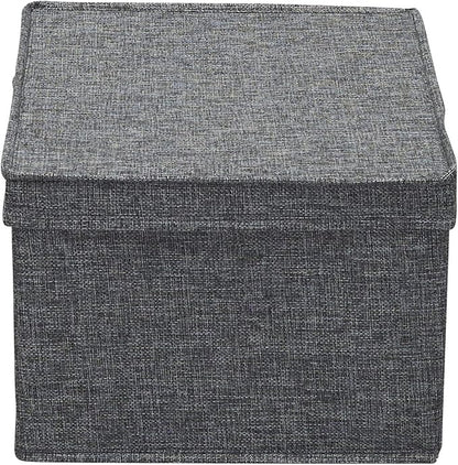 Household Essentials Large Fabric Storage Bins with Lids, Graphite, Set of 2