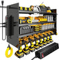 Hipidian Adjustable Power Tool Organizer Wall Mount with Charging Station - 650lb Capacity 4 Layer Heavy Duty Storage Rack with 8 Drill Holders for Garage Workshop Tools, Gifts for Men