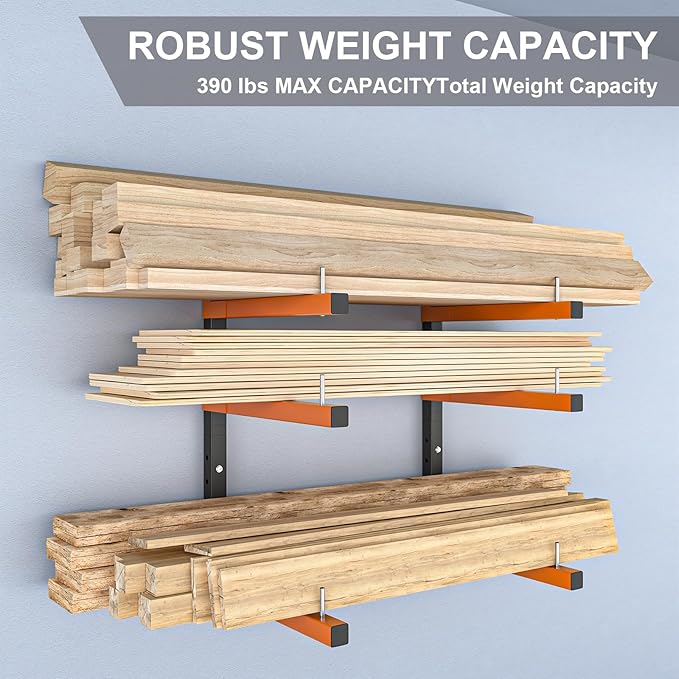 Lumber Storage Rack,Upgrade Folding Lumber Rack Wall Mount, Heavy Duty Metal 9 Level Wood Storage Rack for Garage
