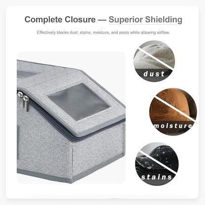 2 Pack Hat Boxes for Women and Men Storage,Fitted Perfect Curve Hats Organizers for Baseball Caps,Hat Holders for Closet,Stackable Hard Hat Travel Cases with Lids,Each for 12 Hats (Grey 2pcs)