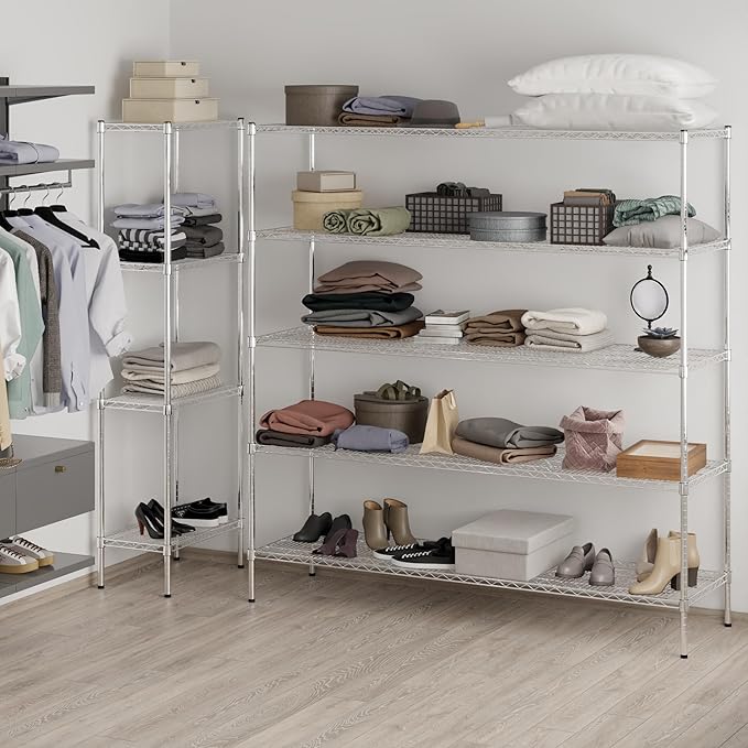 21" Deep x 72" Wide x 74" Height Wire Shelving Kit | 5-Tier | NSF Commercial Storage Rack Unit