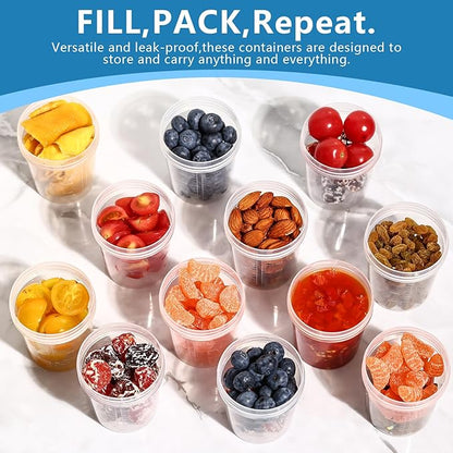 XSEINO 24 Pack 4 Oz Freezer Storage Containers with Lids, Soup Containers with Lids, Airtight Condiment Cups for Salad Dressing, Meal Prep, Snack, BPA Free, Leakproof, Microwave & Dishwasher Safe