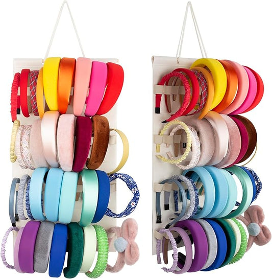 Hanging Headband Holder For Girls,Felt Headband Organizer Headband Storage Holder Organizer For Headband (Without Headbands) (40 Slots Cream)