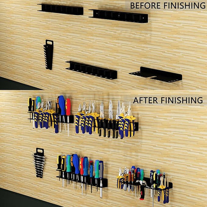 Screwdriver Organizer, Pliers Rack, Hammer Holder, Heavy Duty Wall Mounted Tool Storage Rack, Hand Tools Organizer, Metal Organizer for Garage Workshop, Garage Tool Organizer Wall Mount，15.75 Inch