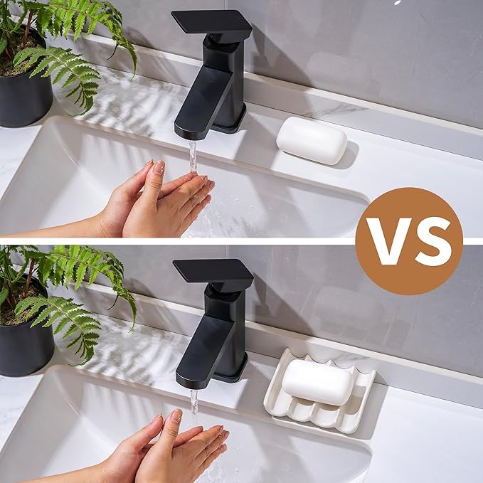 Soap Dish with Drainage, Ceramic Soap Bar Holder Tray for Shower Decorative Square Soap Saver for Bathroom Sink, Kitchen and Countertop White, Retro Green 1 Pcs