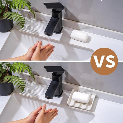 Soap Dish, Draining Ceramic Soap Holder Fluted Design Bar Soap Holder for Shower Bathroom, Soap Saver, Gift for Women Man, White 1 Pcs