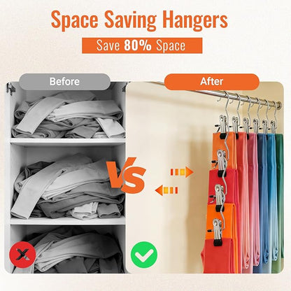 30 Pack Pants Hangers with Clip, Legging Organizer for Closet, Yoga Pants Hangers, Space Saving Hanging Closet Organizer and Storage for Socks, Panties, Underwear, Pants and Jeans (Black1)
