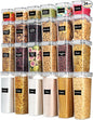 Vtopmart Airtight Food Storage Containers with Lids, 24 pcs Plastic Kitchen and Pantry Organization Canisters for Cereal, Dry Food, Flour and Sugar, BPA Free, Includes 24 Labels，Gray