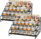 Bunoxea Spice Rack 4 Tier Kitchen Cabinet Organizer,Countertop Spice Rack,Tier Depth Adjustable Cabinet Shelf,Step Spice Organization Easy Visibility,Holds Seasoning and Condiments 2Pack