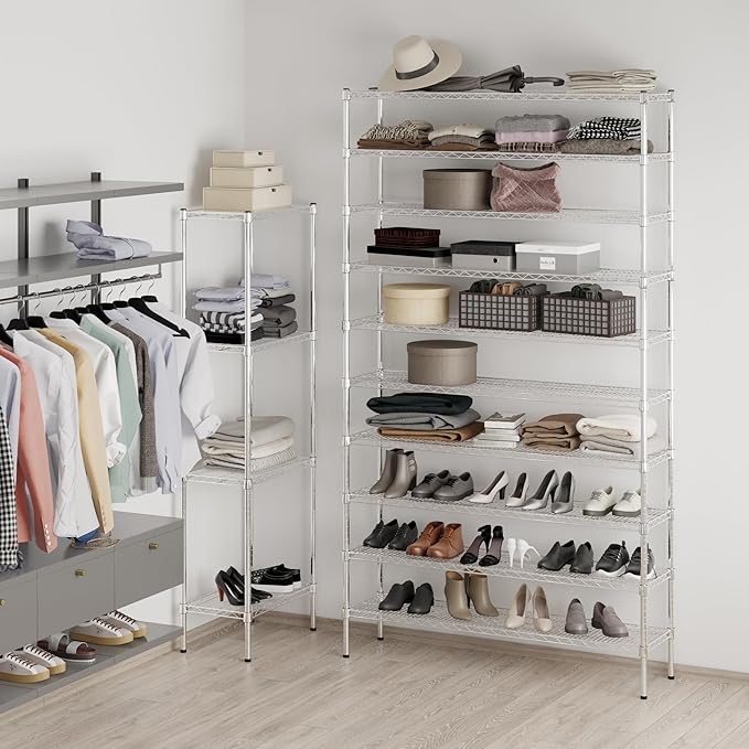 14" Deep x 54" Wide x 96" Height Wire Shelving Kit | 10-Tier | NSF Commercial Storage Rack Unit