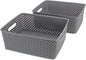 BROOKSTONE, 2 Pack Large Storage Baskets with Handles, Decorative Woven Pattern, Versatile and Stylish Organizers for Home, BPA Free Plastic Bins