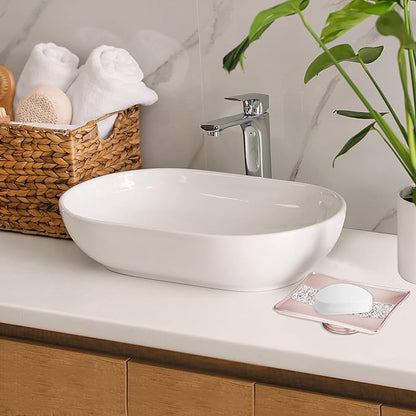Zahari Home Sinatra Soap Dish Unique Design Stylish Bling Glass Mosaic Décor Soap Bar Holder, Blush