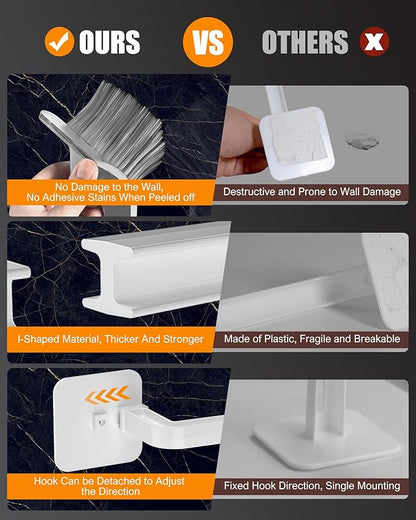 Hat Rack for Hat Storage (8-Pack), Multi-Purpose Hat Organizer, Strong Adhesive Hat Hooks for Wall Hat Organizer for Baseball Caps, Two Mounting Options Hat Hook, White