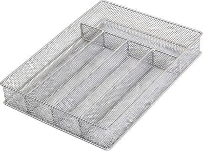 Ybm Home Silver Mesh Cutlery Holder In-drawer Utensil Flatware Organizer/tray size 12-1/2 By 9-1/4 By 2 Inches (5-compartment)