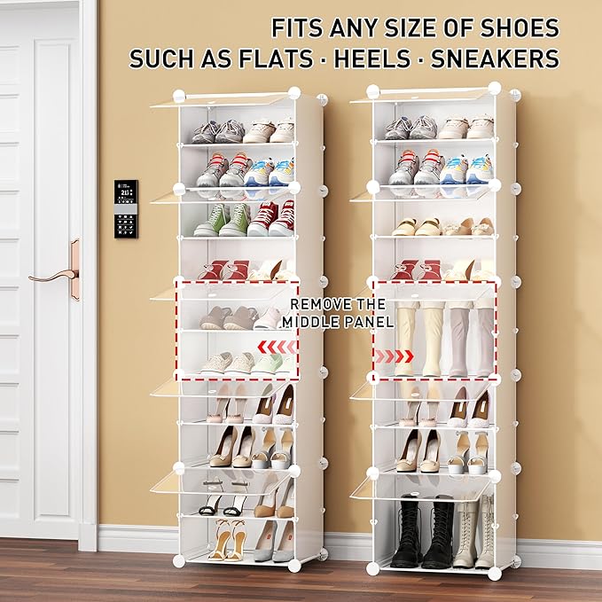 Shoe Storage,10 Tier Shoe Rack Organizer for Closet Shoe Cabinet with Door Shoe Shelves for Closet,Entryway,Hallway,Bedroom
