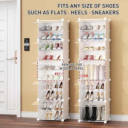 Shoe Storage,10 Tier Shoe Rack Organizer for Closet Shoe Cabinet with Door Shoe Shelves for Closet,Entryway,Hallway,Bedroom