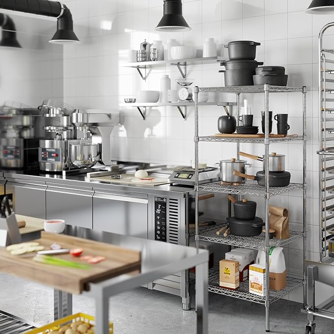 24" Deep x 24" Wide x 64" Height Wire Shelving Kit | 5-Tier | NSF Commercial Storage Rack Unit