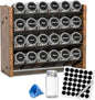 NESAPTO Spice Rack Organizer with 24 Glass Spice Jars, Wood 4-Tier Seasoning Organizer with Labels for Cabinet, Pantry, Countertop or Wall Mount, Chalk Marker and Funnel Set, 12.2" W × 9.4" H