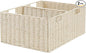 Vagusicc Wicker Storage Basket, Set of 2 Hand-Woven Paper Rope Wicker Basket, Small Storage Baskets for Organizing Toilet Paper Basket, Foldable Large Cube Storage Organizer Bins for Shelves (Beige)