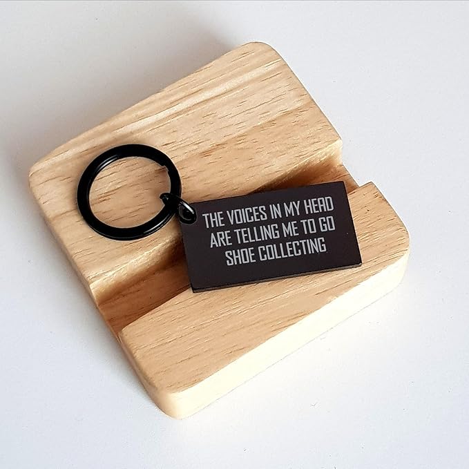 Funny Shoe Collecting Keychain Gifts from Friends to Shoe Collecting Enthusiasts, Black Stainless Steel Keychain with Inspirational Quote, Christmas Unique Gifts for Men, Women, Family, and Friends