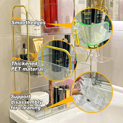Leoenir 3-Tier Bathroom Organizer Countertop – Makeup, Perfume, and Skincare Storage Tray for Bathroom, Dresser, and Vanity