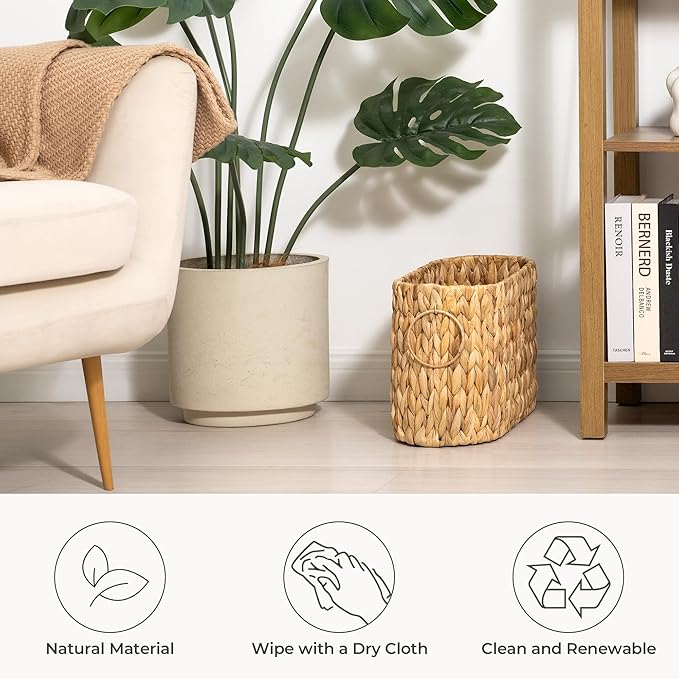 StorageWorks Toilet Paper Storage, Toilet Paper Storage Holder for 6 Regular Rolls, Wicker Basket for Bathroom, Natural Water Hyacinth