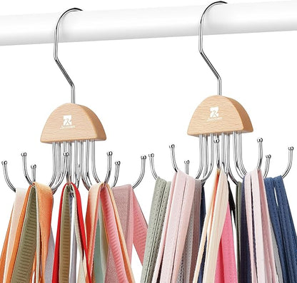 ZEDODIER 2 Pack Tank Top Hanger, Rotatable Bra Organzier for Closet, Max 48 Storage Capacity Sport Bra Holder, Space Saving Closet Organizers and Storage, Natural