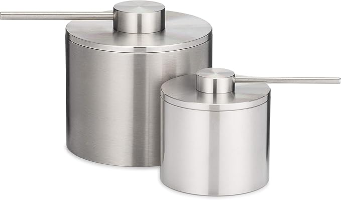 Grind Gourmet Salt Cellar, Spice Jars Stainless Steel, Storage Spice Jars Silver Cellar With Spoon Solid Stainless Steel Holder (Large, Silver)