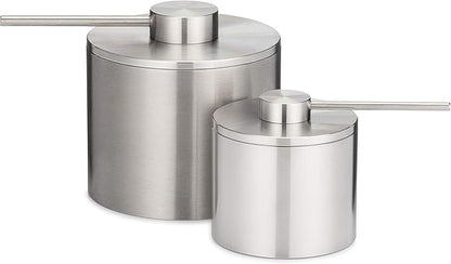 Grind Gourmet Salt Cellar, Spice Jars Stainless Steel, Storage Spice Jars Silver Cellar With Spoon Solid Stainless Steel Holder (Large, Silver)