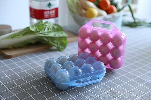 Clear Plastic Egg Carton, 12 Egg Holder Carrying Case with Handle, Set of 6
