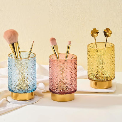 Makeup Brush Holder Organizer,Toothbrush Holders,Desk Pen Pencil Holder,Multifunctional Vintage Glass Brush Cup（A45-3-US）