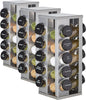 Kamenstein 20 Jar Heritage Revolving Countertop Spice Rack Organizer with Spices Included, FREE Spice Refills for 5 years, Brushed Stainless Steel with Black Caps (Pack of 3)