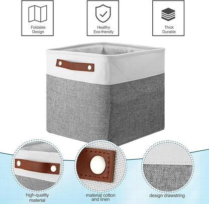 Uiifan 8 Pack 12 x 12 x 12 Inch Large Storage Baskets Collapsible Fabric Storage Cubes Bins with Handles for Shelves Closets Nursery Home Clothes Toys Organizers, Gray