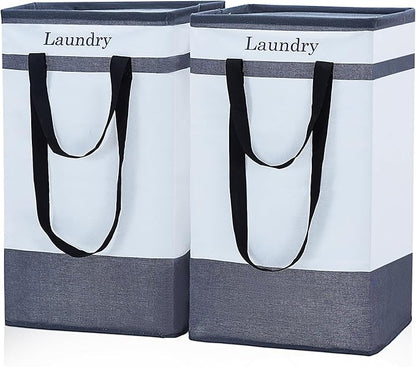 FairyHaus Laundry Basket 100L, 2Pack Laundry Hamper with Easy Carry Handles, Collapsible Laundry Baskets Hampers for Bathroom Clothes Storage Black