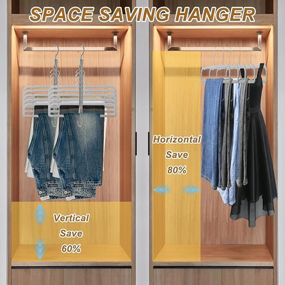 Velvet Pants Hangers Non Slip, 30 Pack Velvet Hangers for Closet with Porous Hooks, Strong Durable Space Saving Slim Clothes Hanger, Ultra Soft Flocked Hanger for Pants/Shirts/Bra/Shorts (Grey)