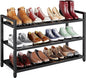 3-Tier Heavy Duty Metal Shoe Rack, 200 LBS Load Capacity, Sturdy Free Standing Shoe Storage Organizer, Holds 9-12 Pairs, 28.7" W x 9.8" D x 19.7" H Black for Entryway, Closet, Bedroom & Dorm