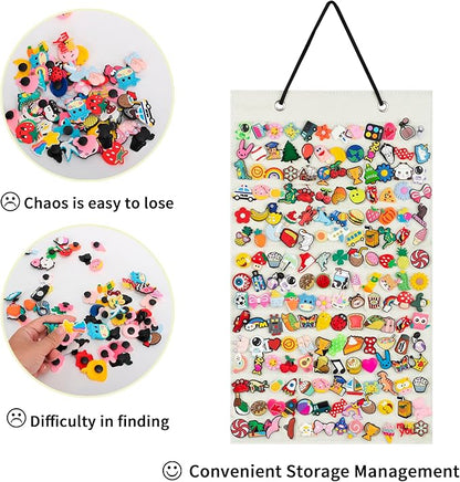 PACMAXI Shoe Charms Organizer, Hanging Shoe Charm Holder with 184 Holes, Portable Display Stand, Wall Mounted Holder