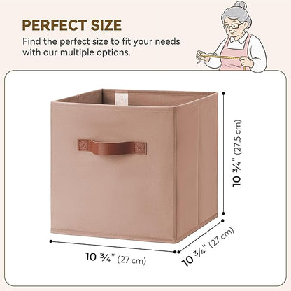 GRANNY SAYS Cube Storage Bins, 11 Inch Cube Storage Organizer, Fabric Storage Bins with PU Handle, Clothing Storage Baskets for Shelves, Closet, Dusty Pink, 6-Pack