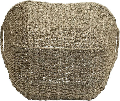 Household Essentials Brown Wicker Storage Basket with Handles Large | Natural Seagrass