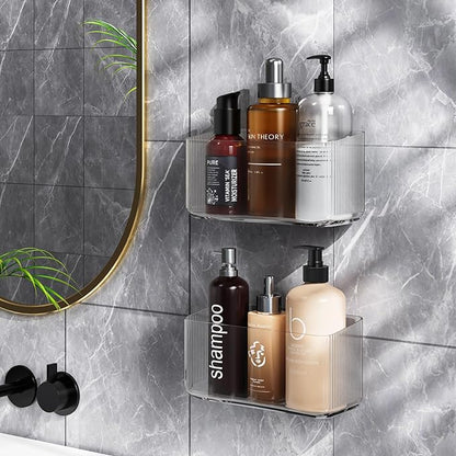 MaraFansie 4 Pack Over Cabinet Organizer Storage Lid Organizer Caddy Space Saver No Drilling Adhesive Hook Over Door Organizer, Transparent